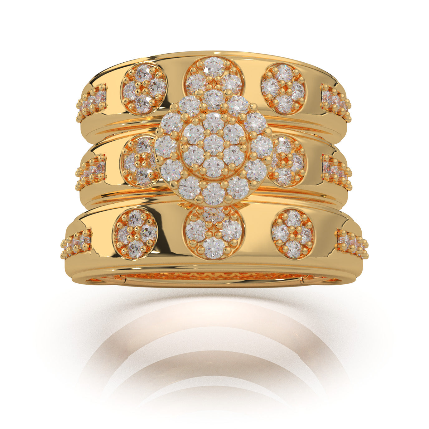1.20 ct Moissanite Trio Rings in 14k Yellow Gold