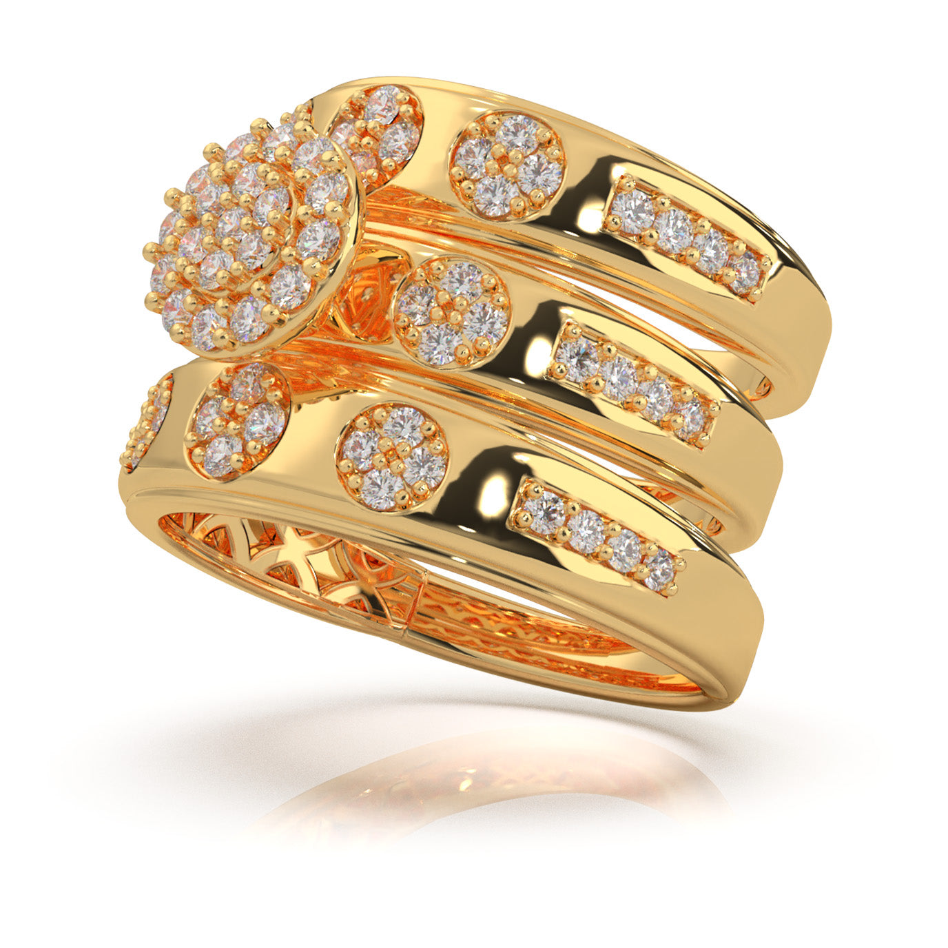 1.20 ct Natural Diamond Trio Rings in 14k Yellow Gold