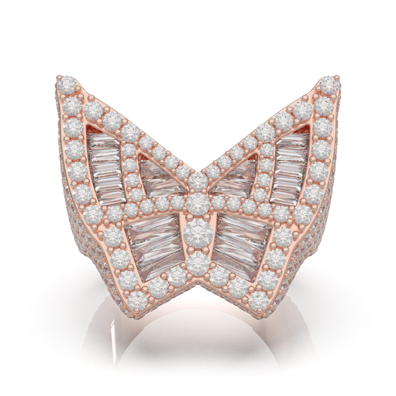 7.40 ct Moissanite Fancy Rings in 10k Rose Gold