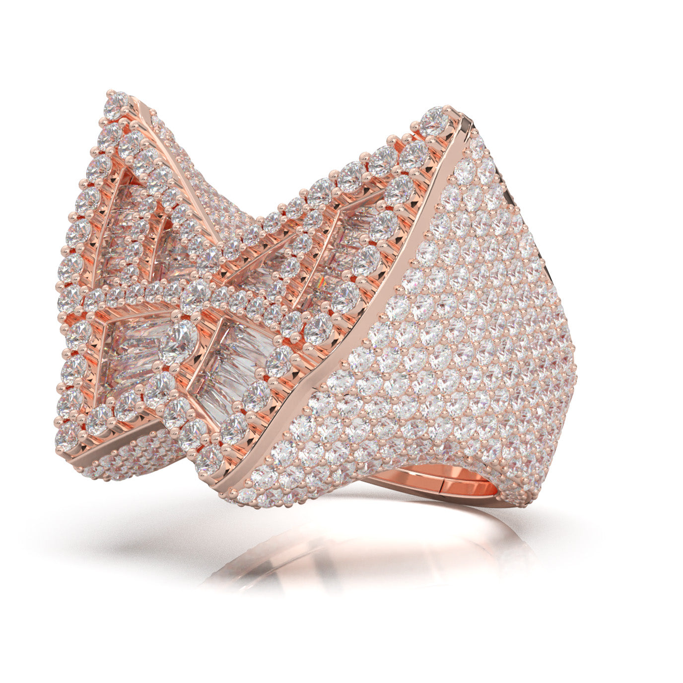 7.40 ct Moissanite Fancy Rings in 14k Rose Gold