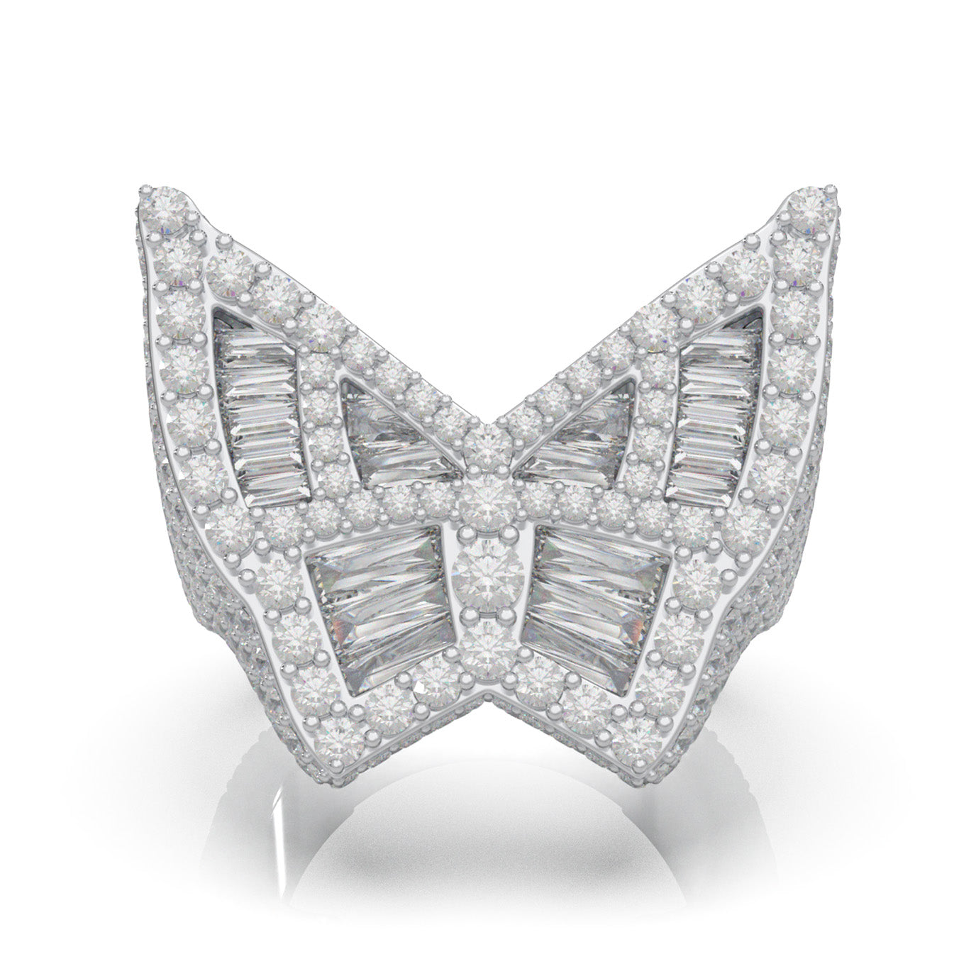 7.40 ct Natural Diamond Fancy Rings in 14k White Gold