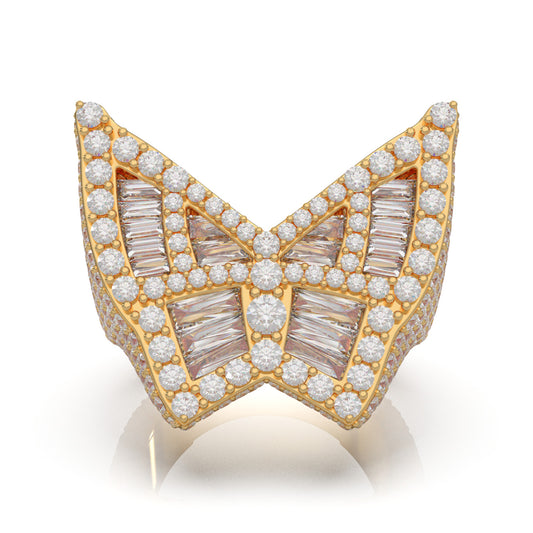 7.40 ct Moissanite Fancy Rings in 14k Yellow Gold