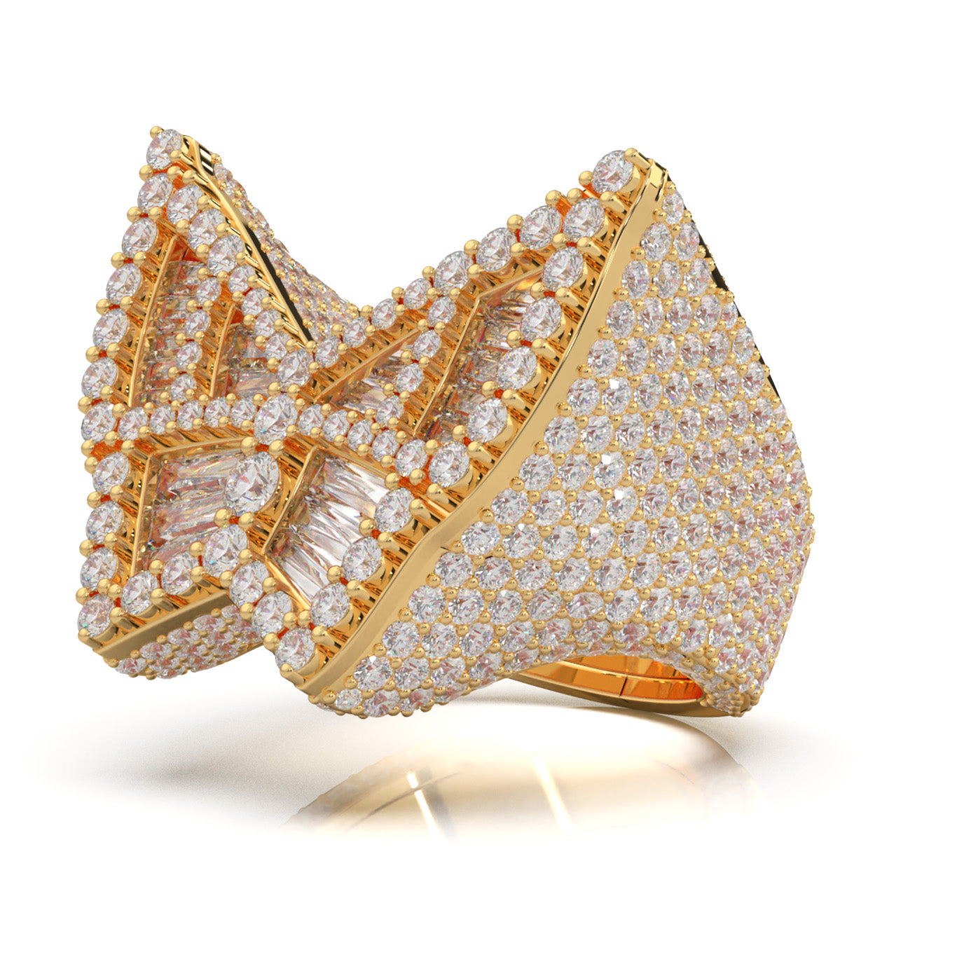 7.40 ct Natural Diamond Fancy Rings in 10k Yellow Gold