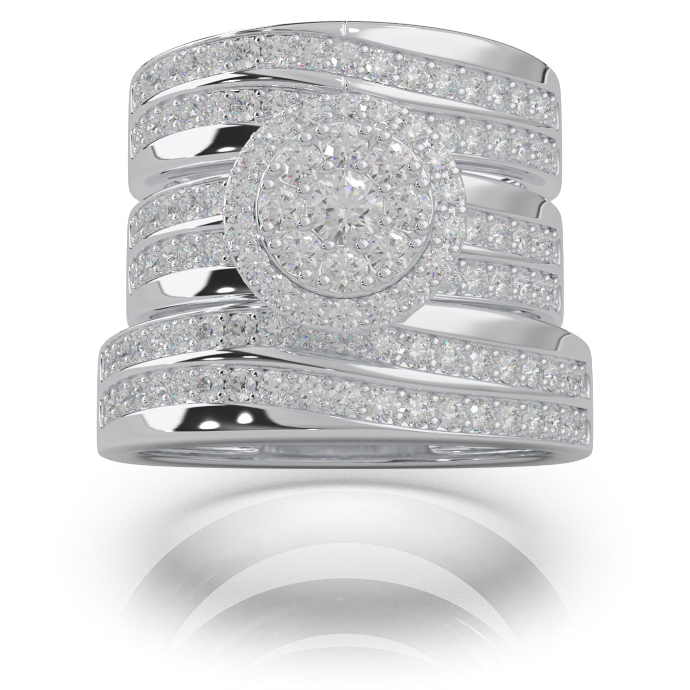 2.30 ct Moissanite Trio Rings in 10k White Gold