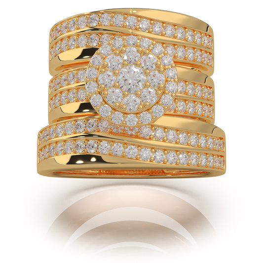 2.30 ct Natural Diamond Trio Rings in 10k Yellow Gold