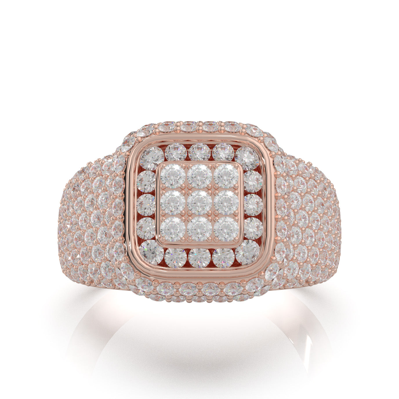 3.70 ct Moissanite Statement Mens Rings in 10k Rose Gold