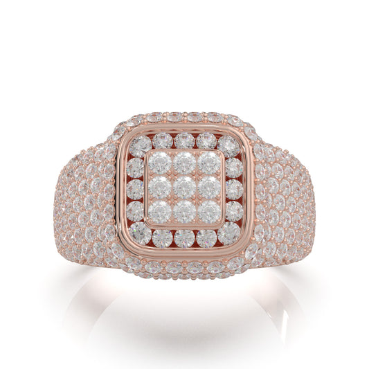 3.70 ct Natural Diamond Statement Mens Rings in 14k Rose Gold