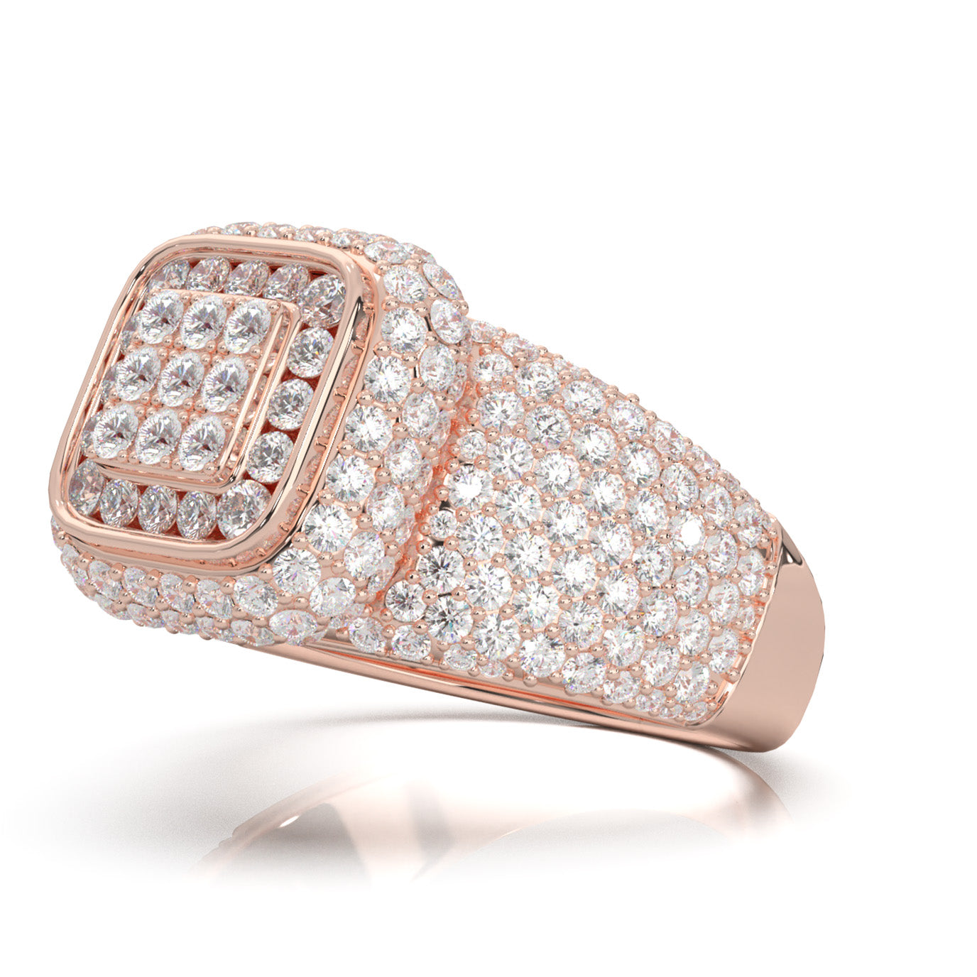 3.70 ct Moissanite Statement Mens Rings in 10k Rose Gold