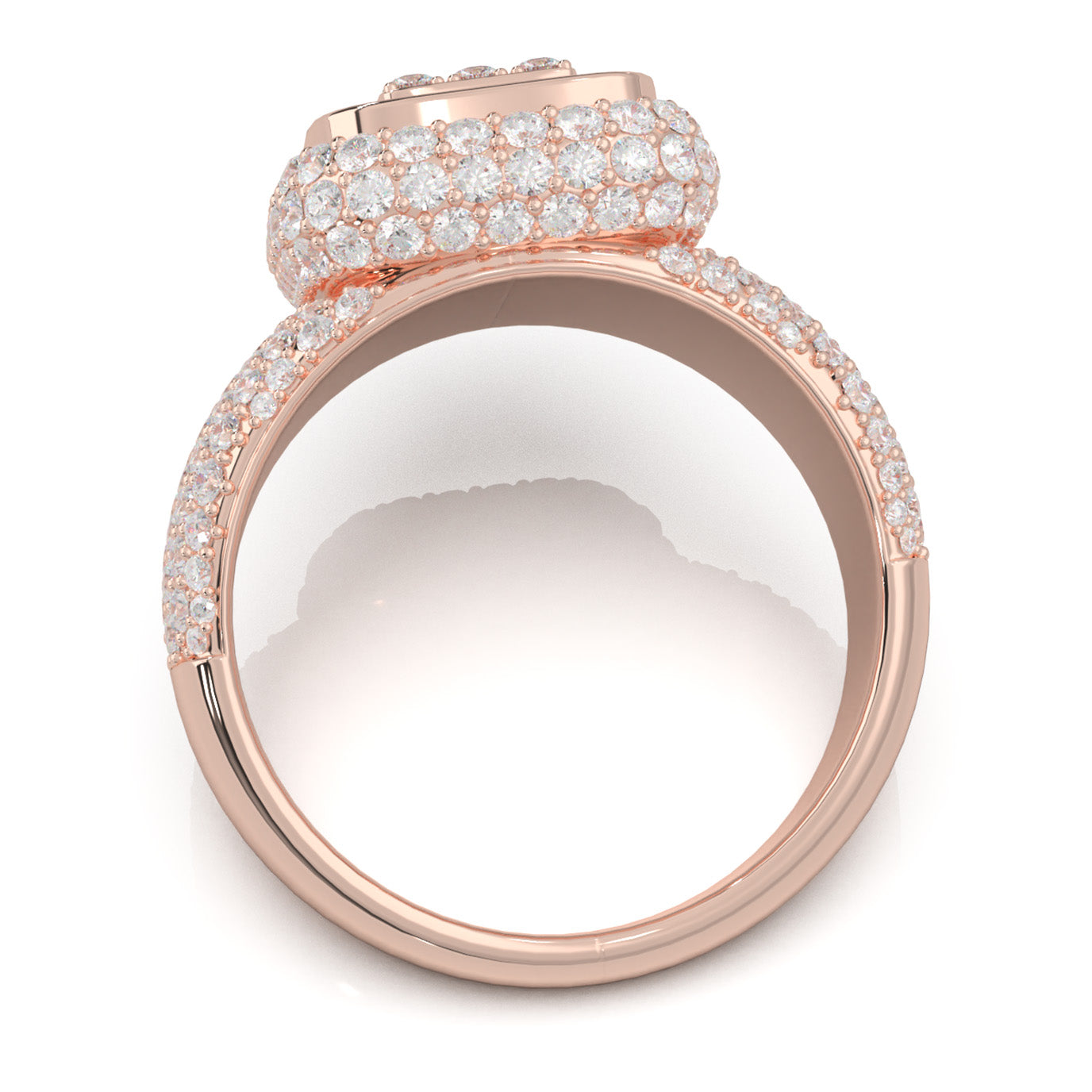 3.70 ct Moissanite Statement Mens Rings in 14k Rose Gold