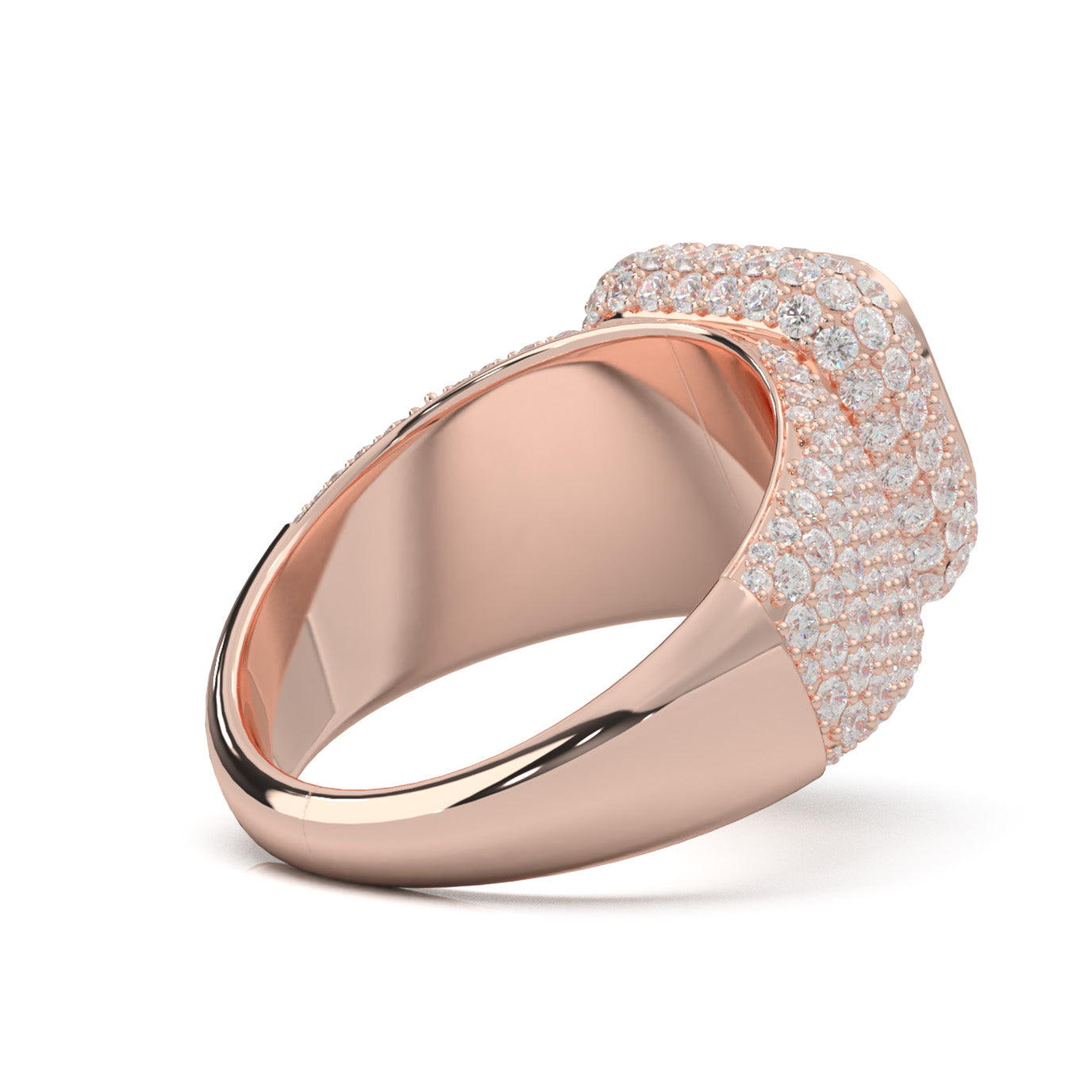 3.70 ct Moissanite Statement Mens Rings in 14k Rose Gold