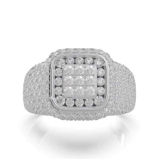 3.70 ct Natural Diamond Statement Mens Rings in 10k White Gold