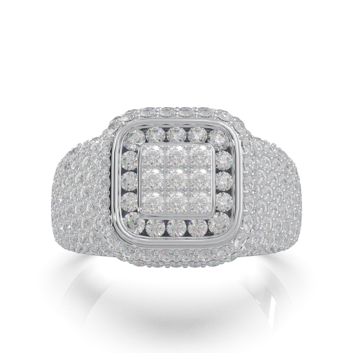 3.70 ct Moissanite Statement Mens Rings in 10k White Gold