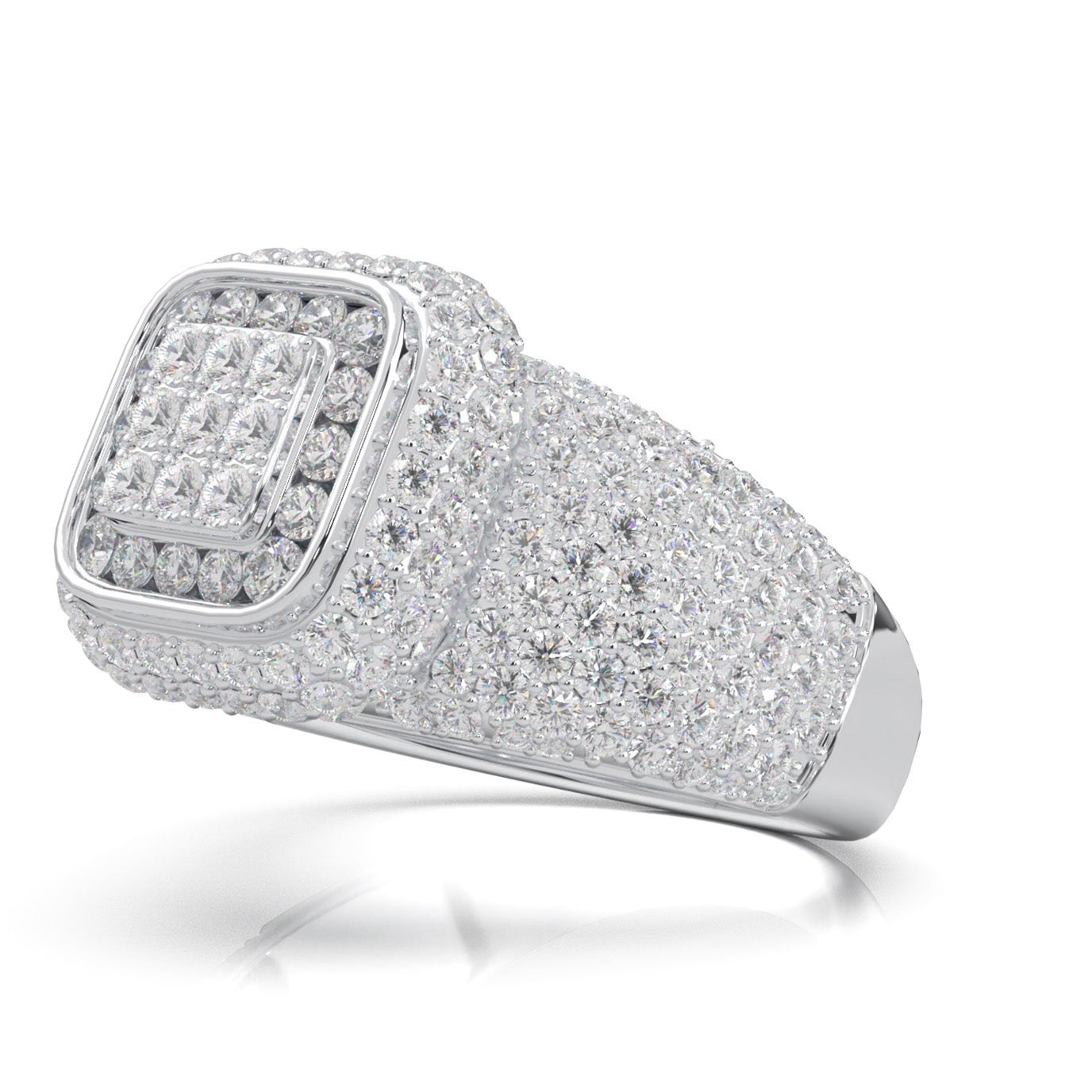 3.70 ct Natural Diamond Statement Mens Rings in 14k White Gold