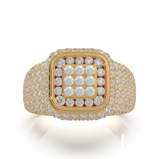 3.70 ct Moissanite Statement Mens Rings in 14k Yellow Gold