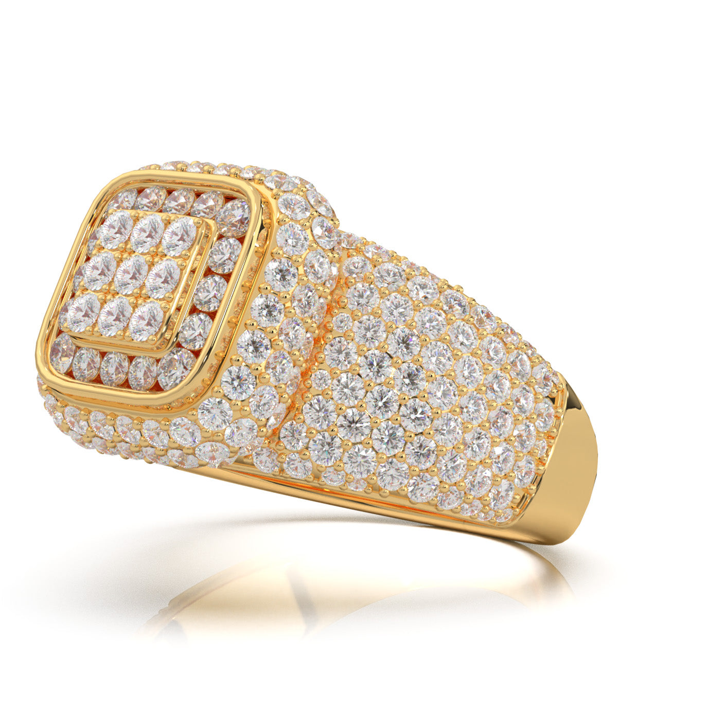 3.70 ct Moissanite Statement Mens Rings in 14k Yellow Gold