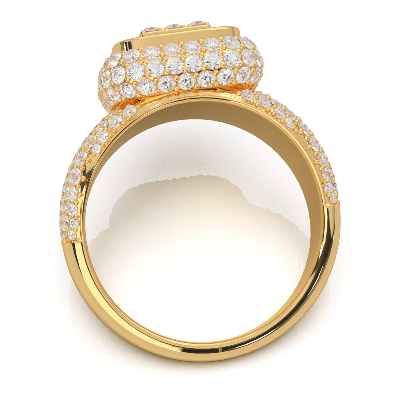 3.70 ct Moissanite Statement Mens Rings in 14k Yellow Gold