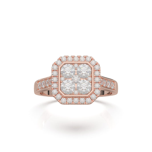 1.10 ct Natural Diamond Engagement Rings in 14k Rose Gold