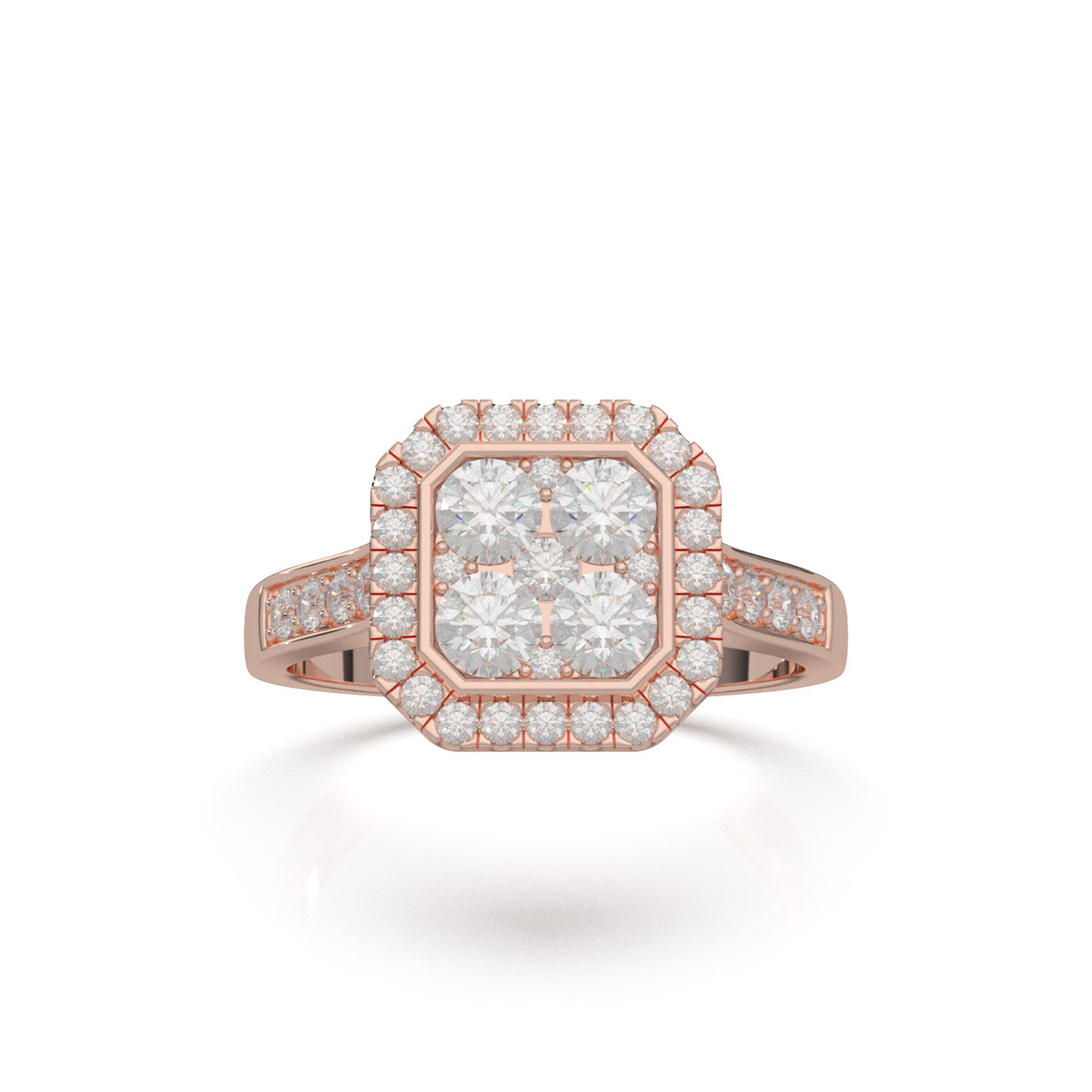 1.10 ct Natural Diamond Engagement Rings in 10k Rose Gold