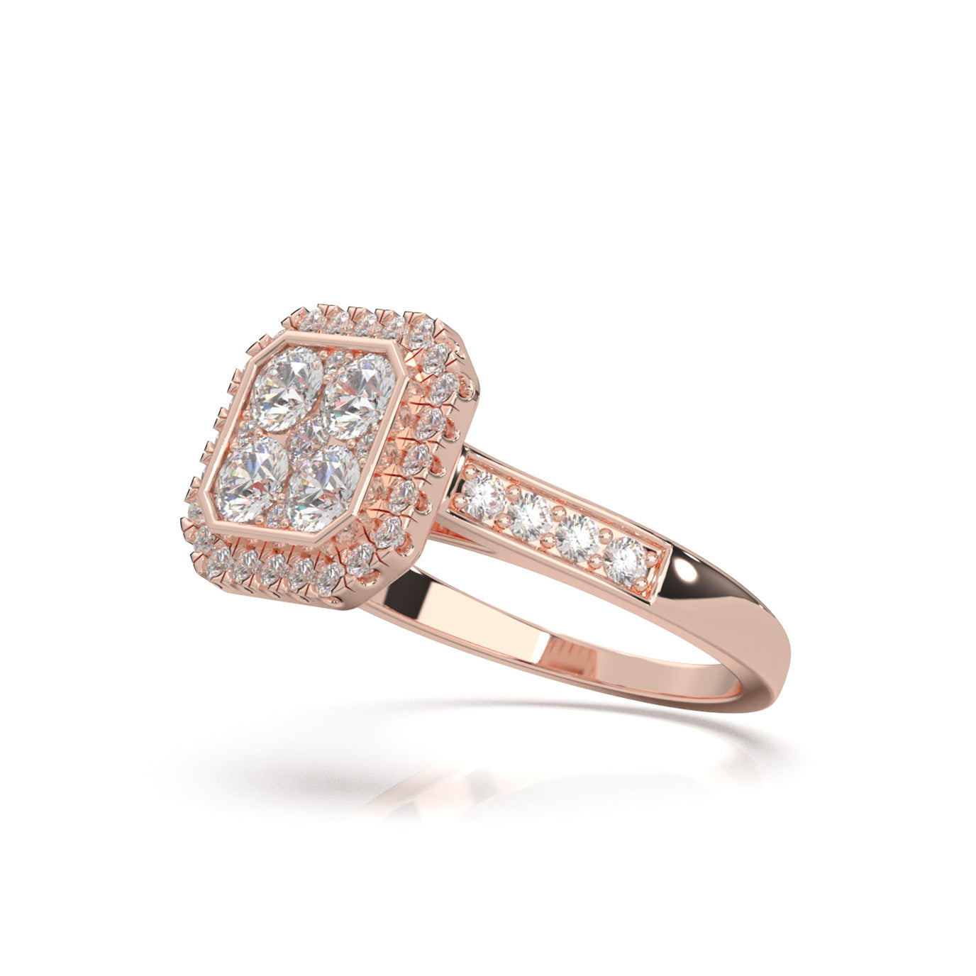 1.10 ct Lab Grown Diamond Engagement Rings in 14k Rose Gold