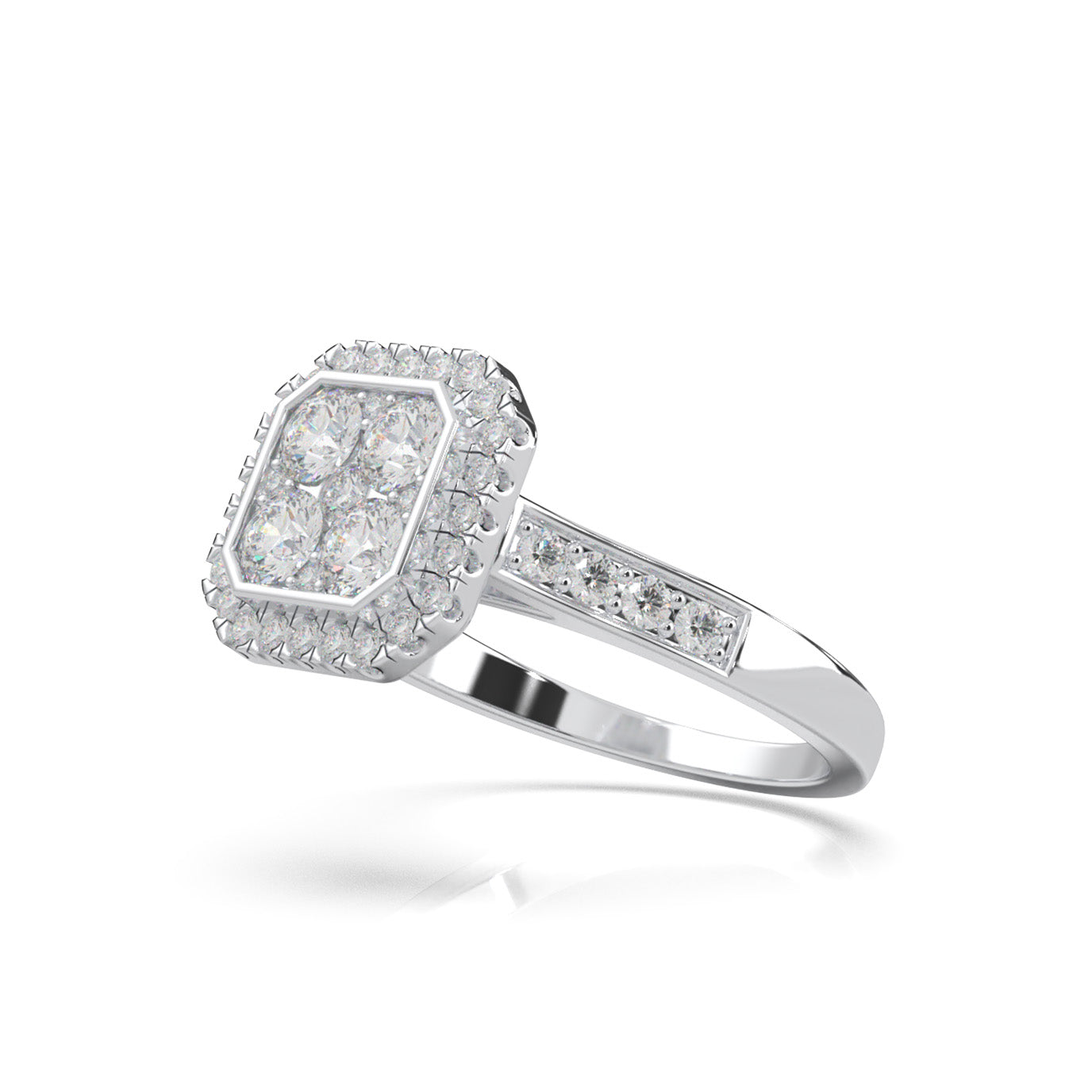 1.10 ct Moissanite Engagement Rings in 14k White Gold