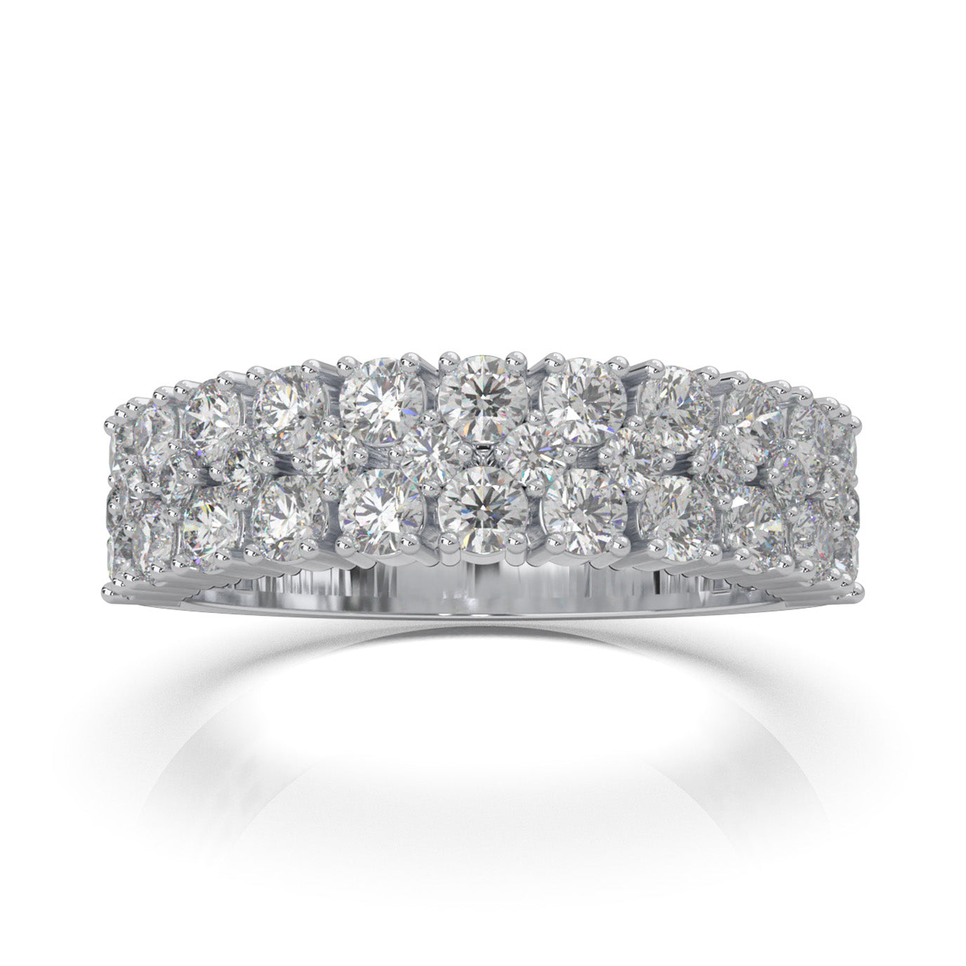 3.00 ct Natural Diamond Wedding Bands in 14k White Gold