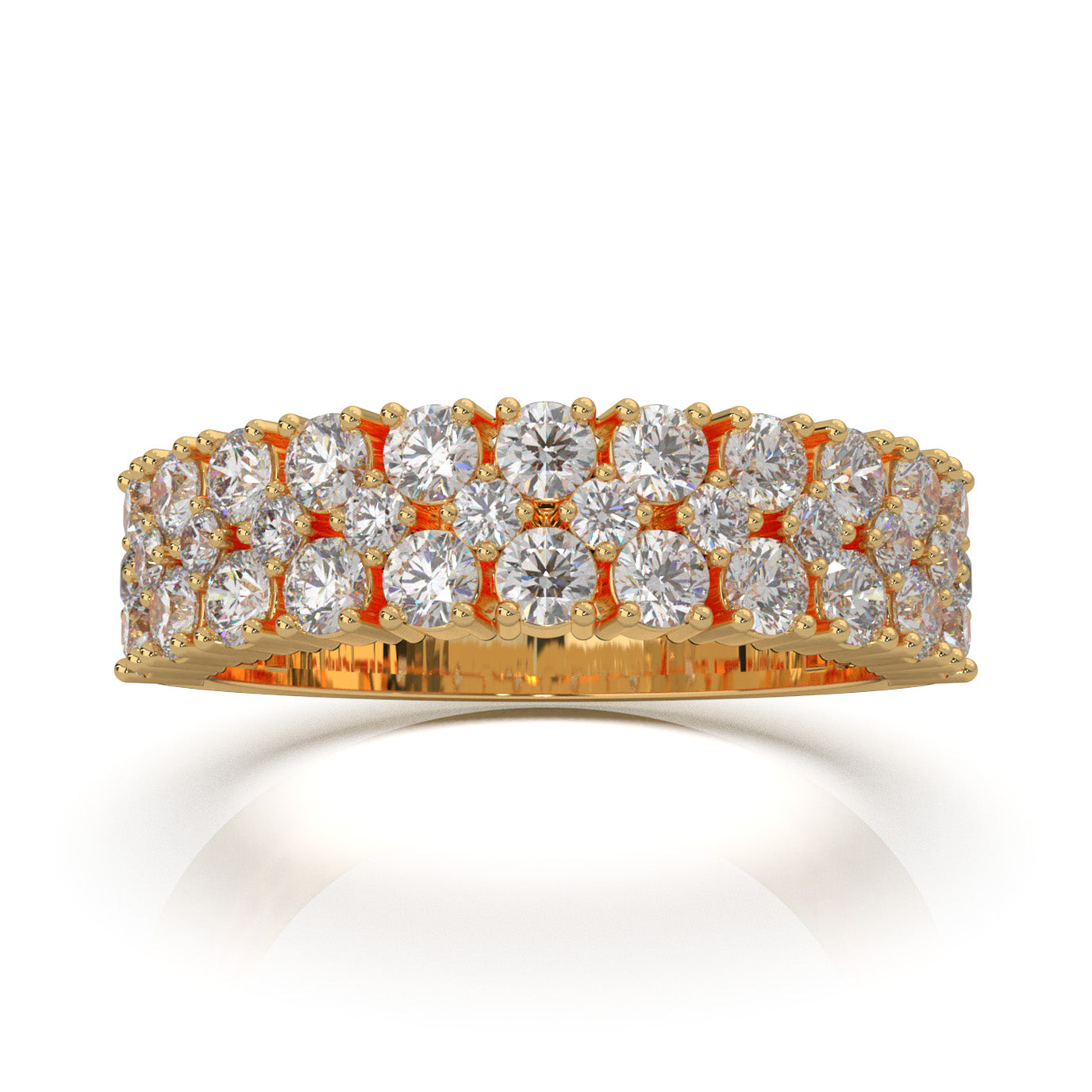 3.00 ct Natural Diamond Wedding Bands in 10k Yellow Gold