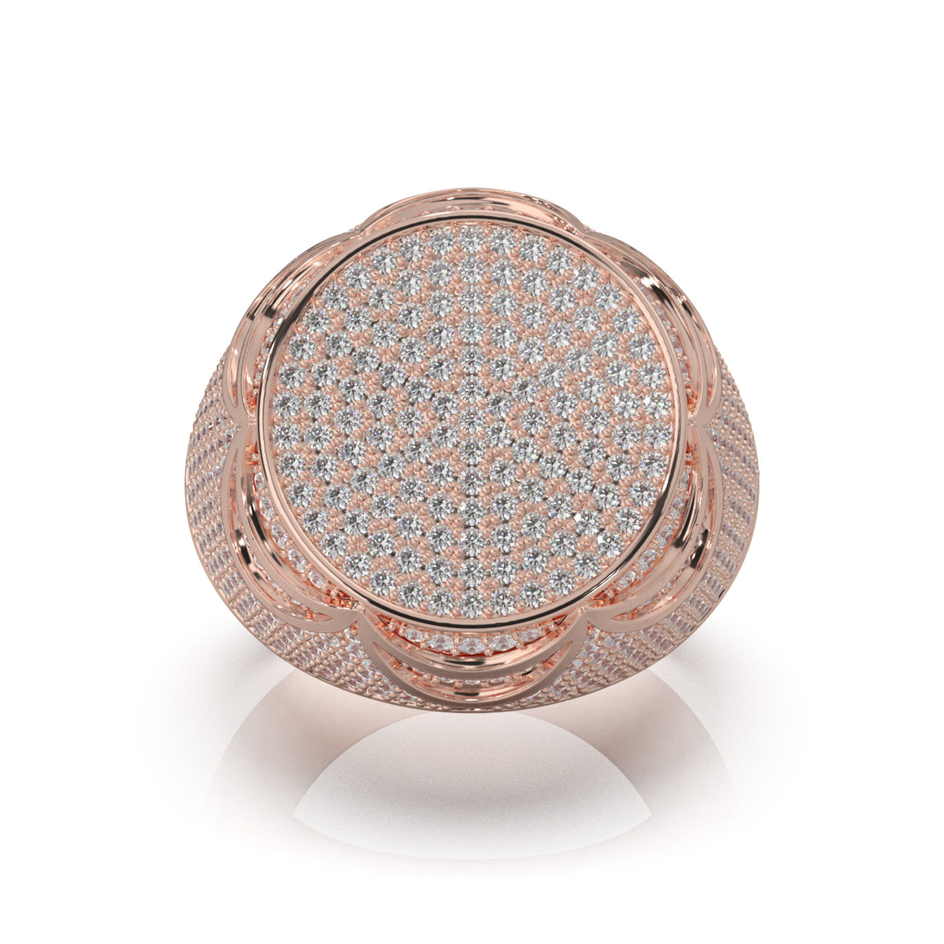 4.60 ct Moissanite Statement Mens Rings in 14k Rose Gold