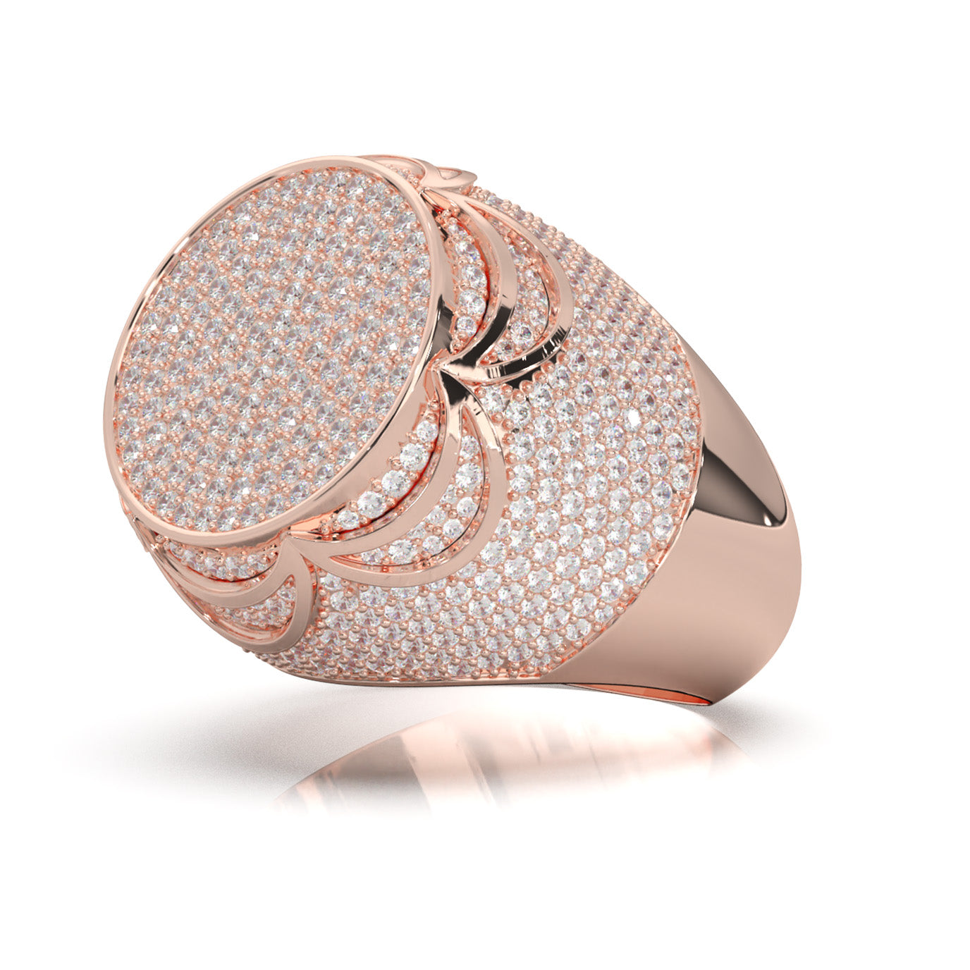 4.60 ct Moissanite Statement Mens Rings in 14k Rose Gold