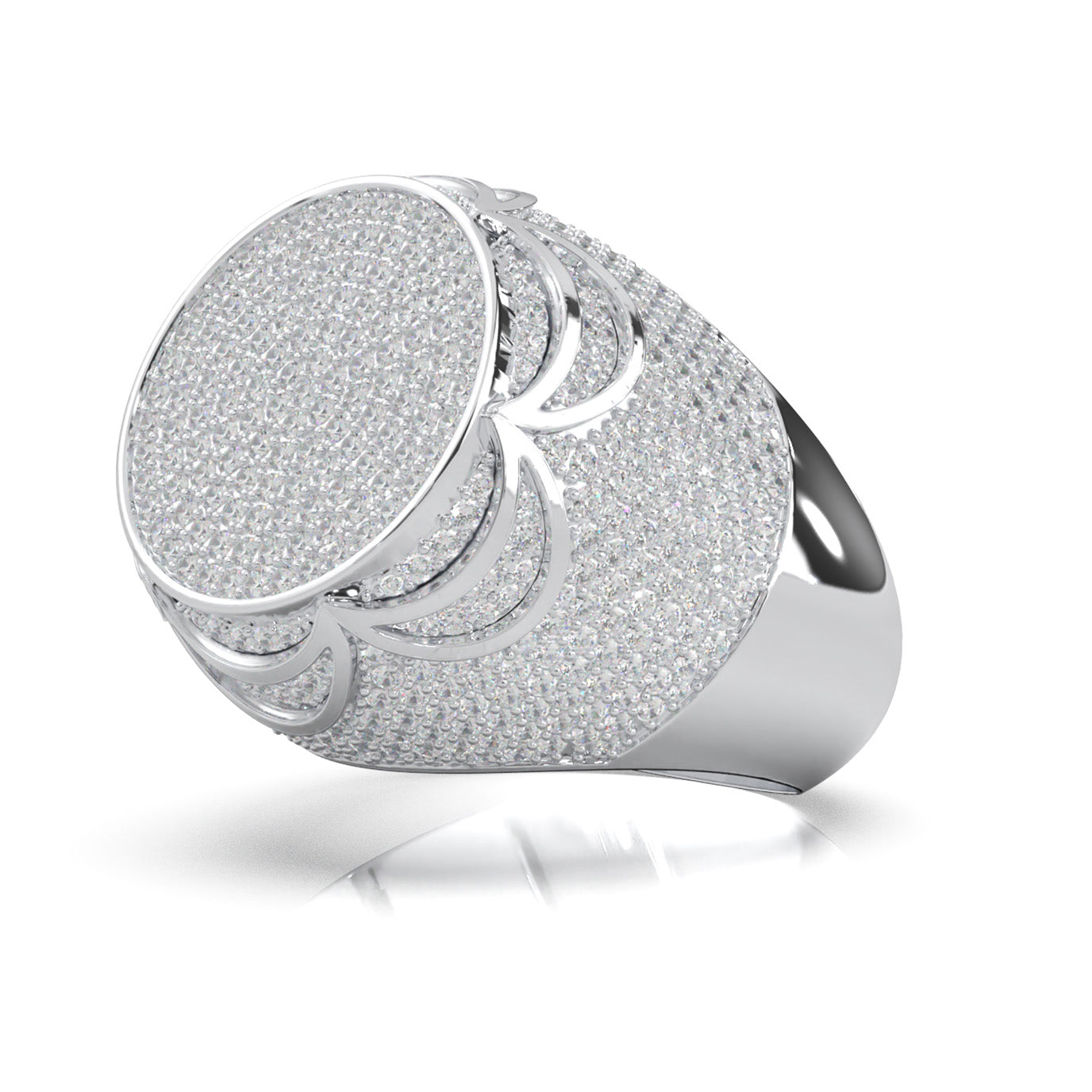 4.60 ct Lab Grown Diamond Statement Mens Rings in 14k White Gold