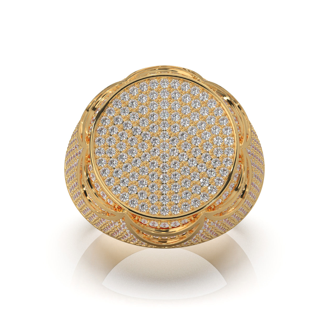 4.60 ct Moissanite Statement Mens Rings in 14k Yellow Gold