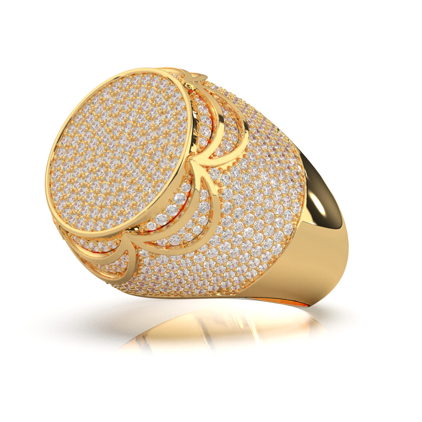 4.60 ct Lab Grown Diamond Statement Mens Rings in 14k Yellow Gold