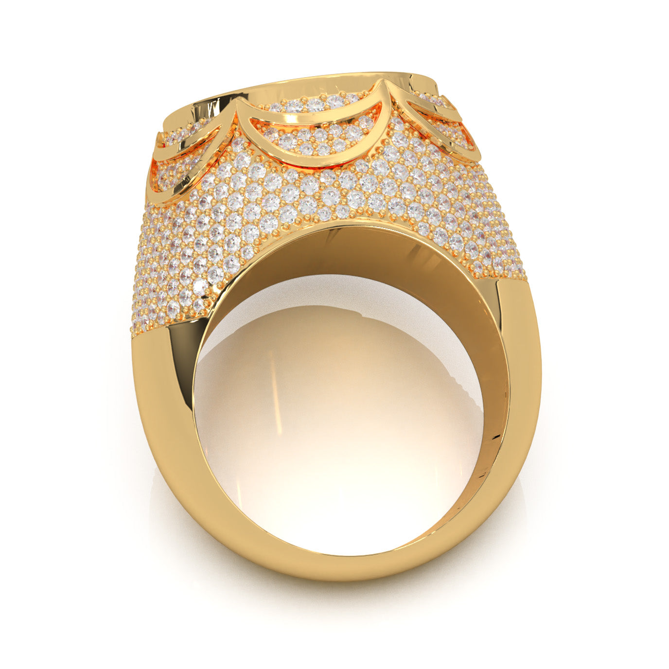 4.60 ct Moissanite Statement Mens Rings in 14k Yellow Gold