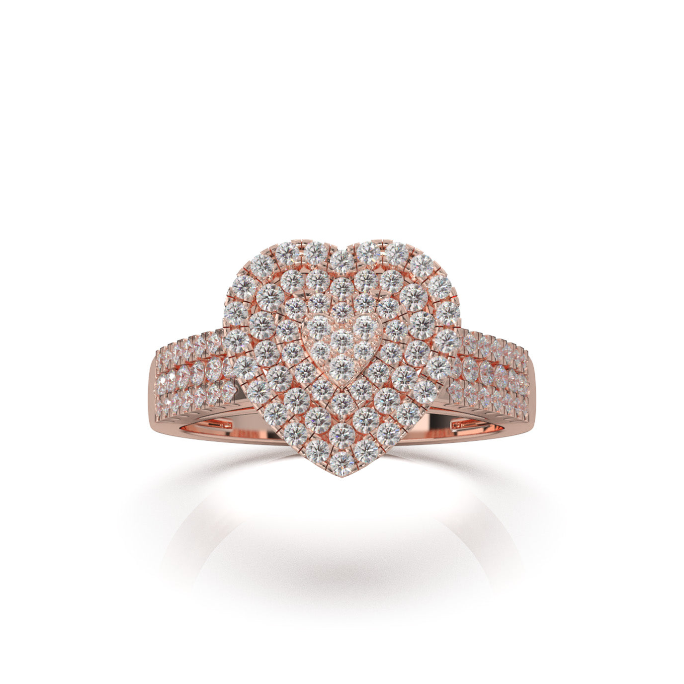 0.90 ct Moissanite Heart Rings in 14k Rose Gold