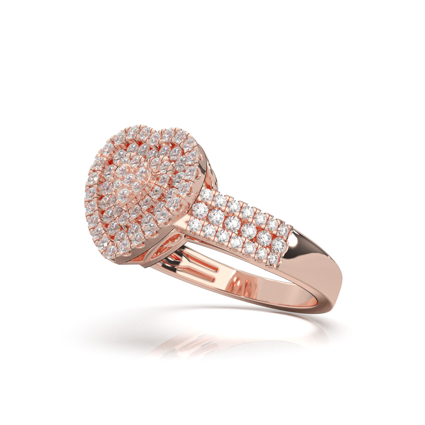 0.90 ct Natural Diamond Heart Rings in 14k Rose Gold