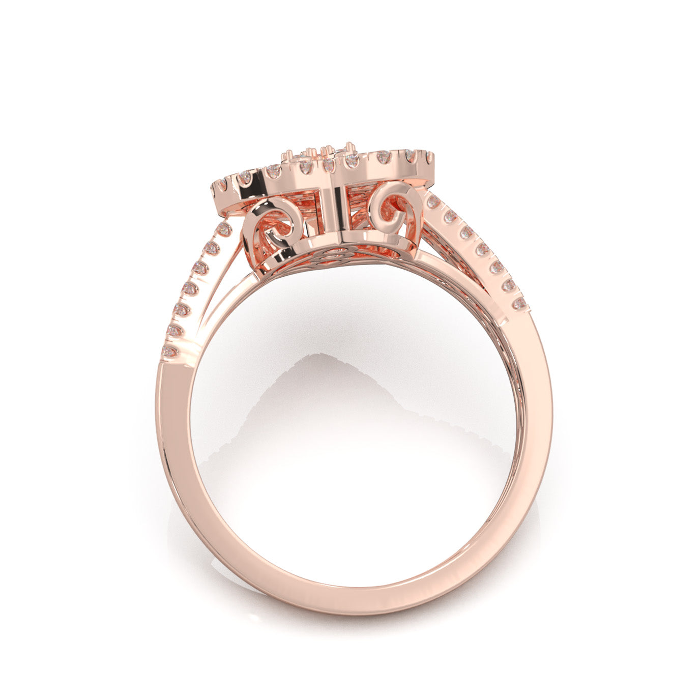 0.90 ct Natural Diamond Heart Rings in 14k Rose Gold