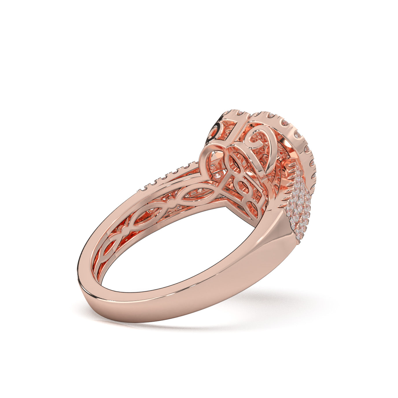0.90 ct Natural Diamond Heart Rings in 14k Rose Gold