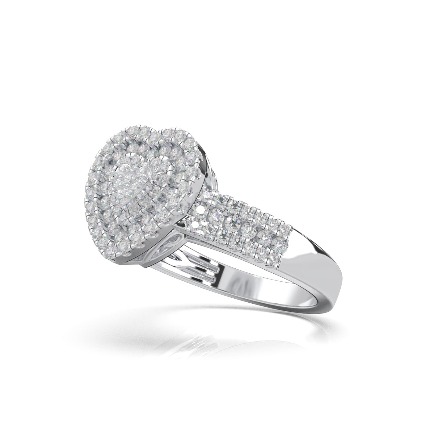 0.90 ct Natural Diamond Heart Rings in 10k White Gold