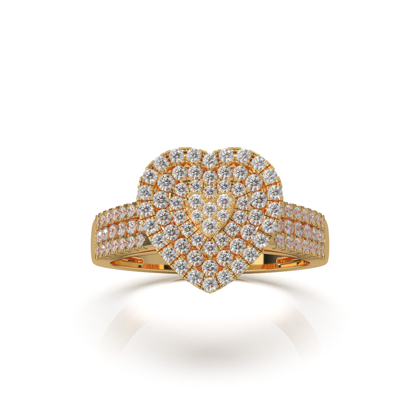 0.90 ct Moissanite Heart Rings in 10k Yellow Gold