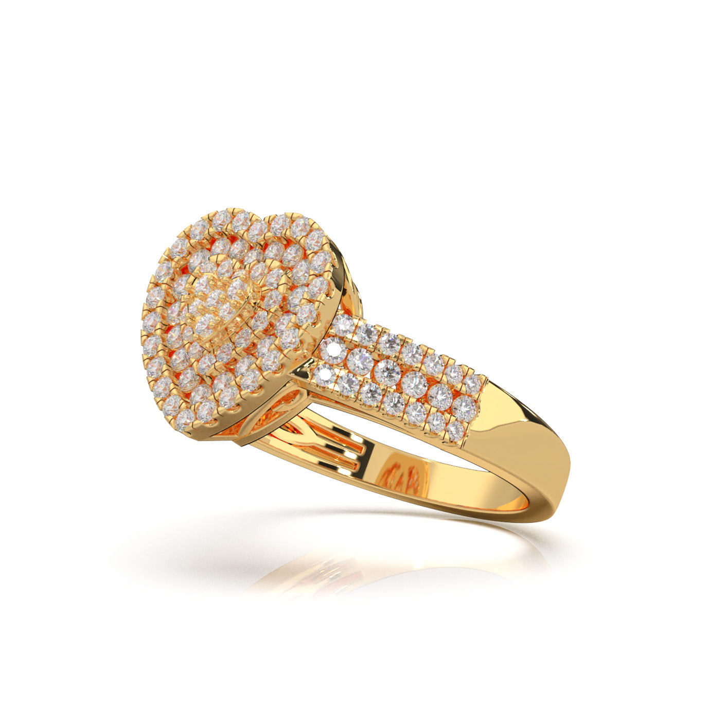 0.90 ct Lab Grown Diamond Heart Rings in 14k Yellow Gold