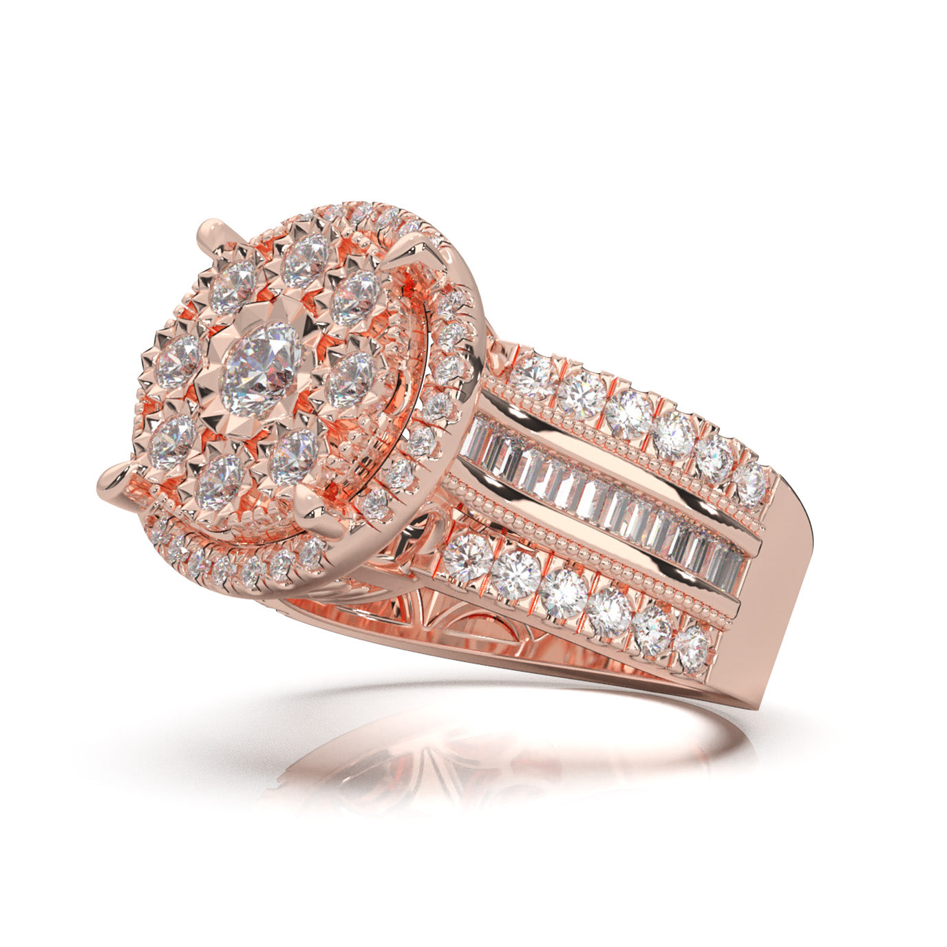 2.20 ct Moissanite Engagement Rings in 14k Rose Gold