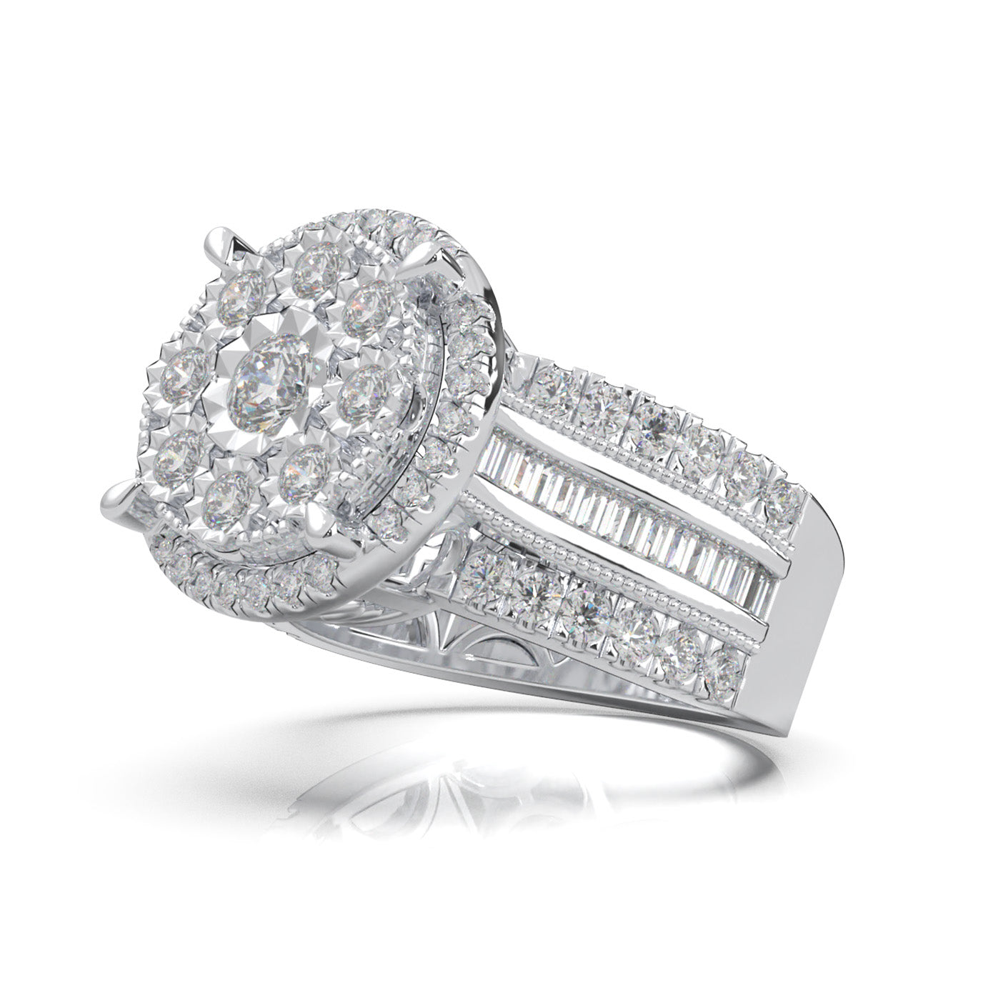 2.20 ct Moissanite Engagement Rings in 10k White Gold