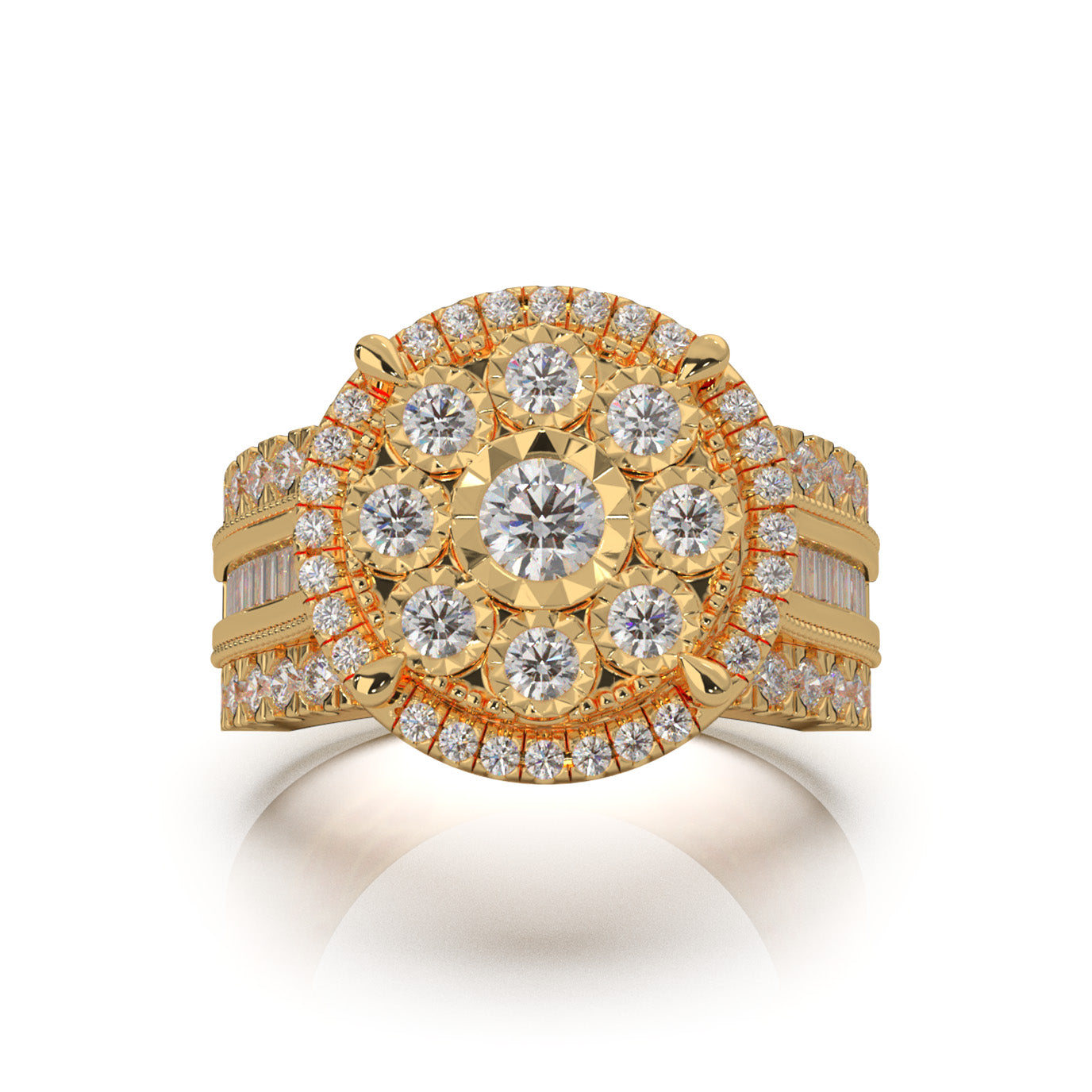2.20 ct Natural Diamond Engagement Rings in 10k Yellow Gold