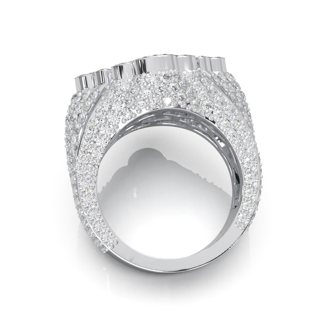 4.20 ct Lab Grown Diamond 3D Cross Mens Religious Pinky Ring in 14k White Gold