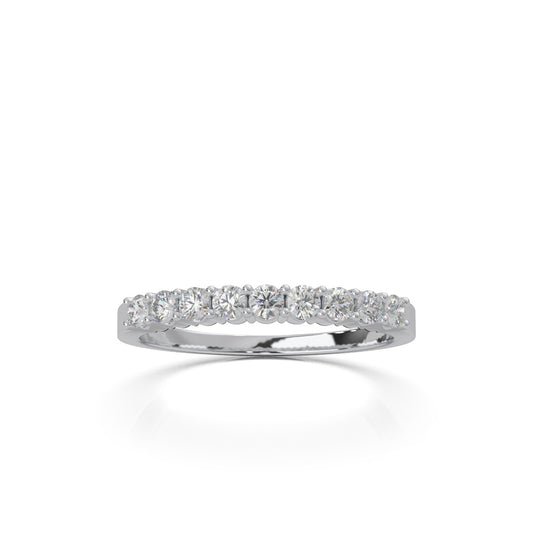 0.45 ct Moissanite Round Cut Shared Prong 9 Stone Wedding Band in 10k White Gold