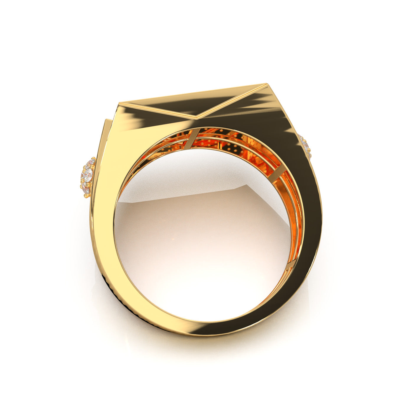 1.30 ct Natural Diamond Rectangular Micropave Mens Pinky Ring in 14k Yellow Gold