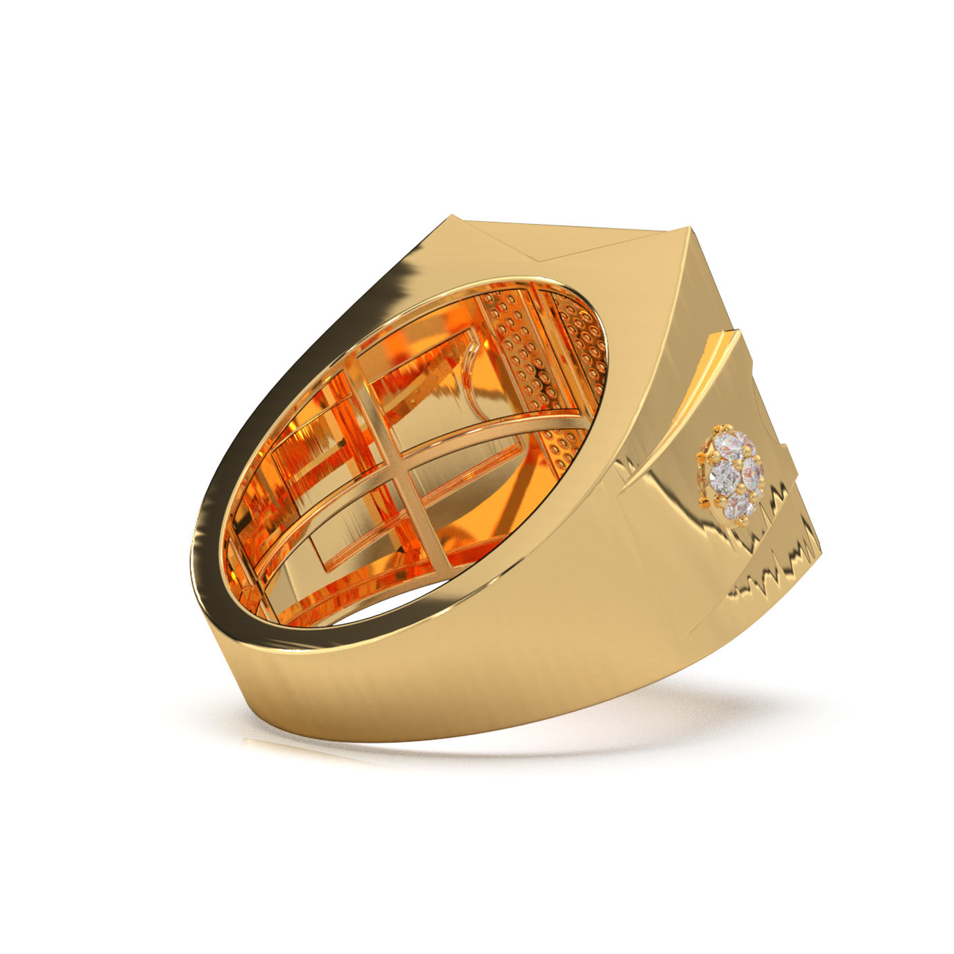 1.30 ct Lab Grown Diamond Rectangular Micropave Mens Pinky Ring in 14k Yellow Gold