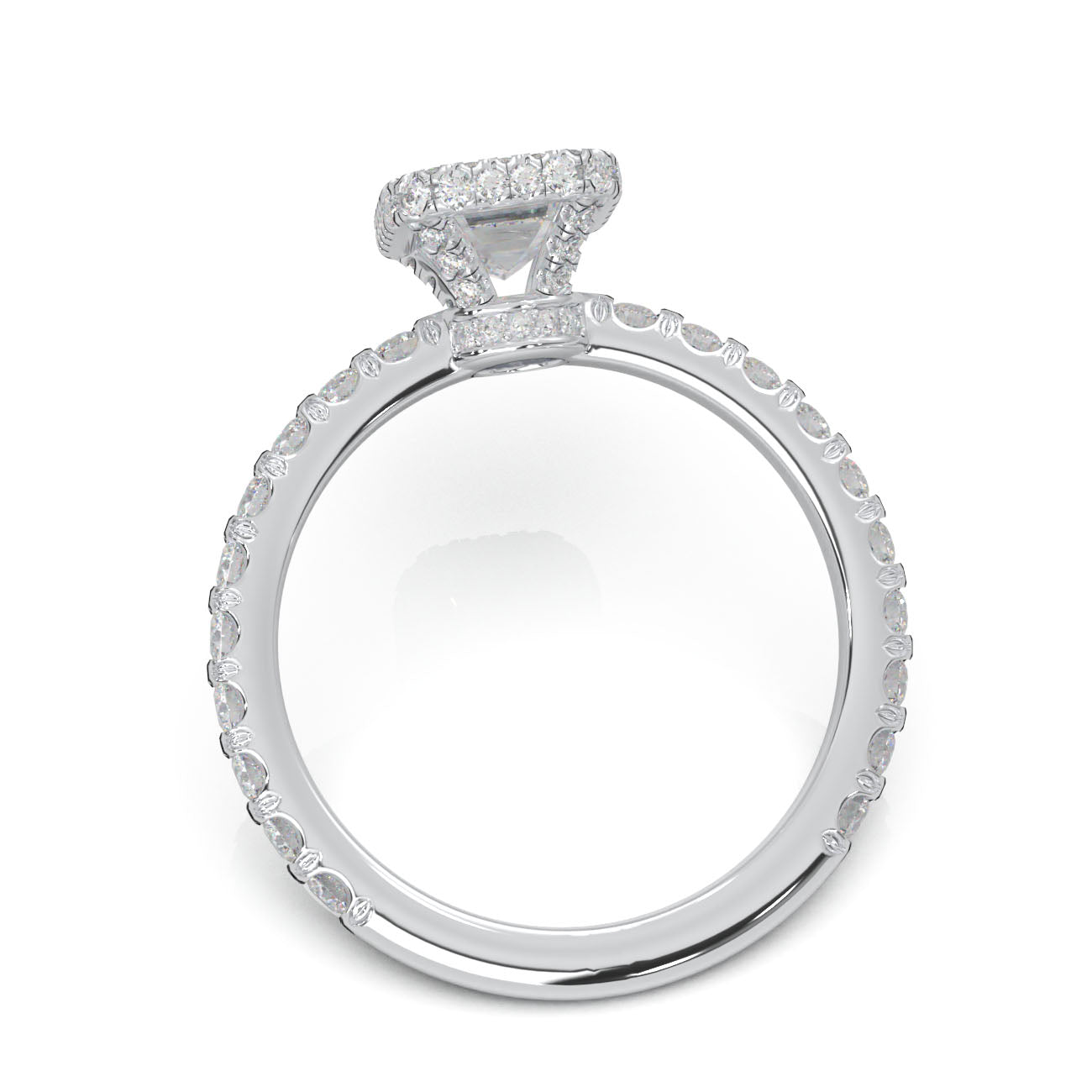1.75 ct Emerald Cut Lab Grown Diamond Halo Engagement Ring in 14k White Gold