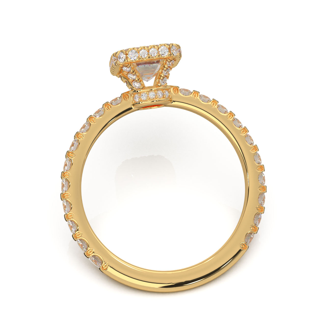 1.75 ct Emerald Cut Lab Grown Diamond Halo Engagement Ring in 14k Yellow Gold