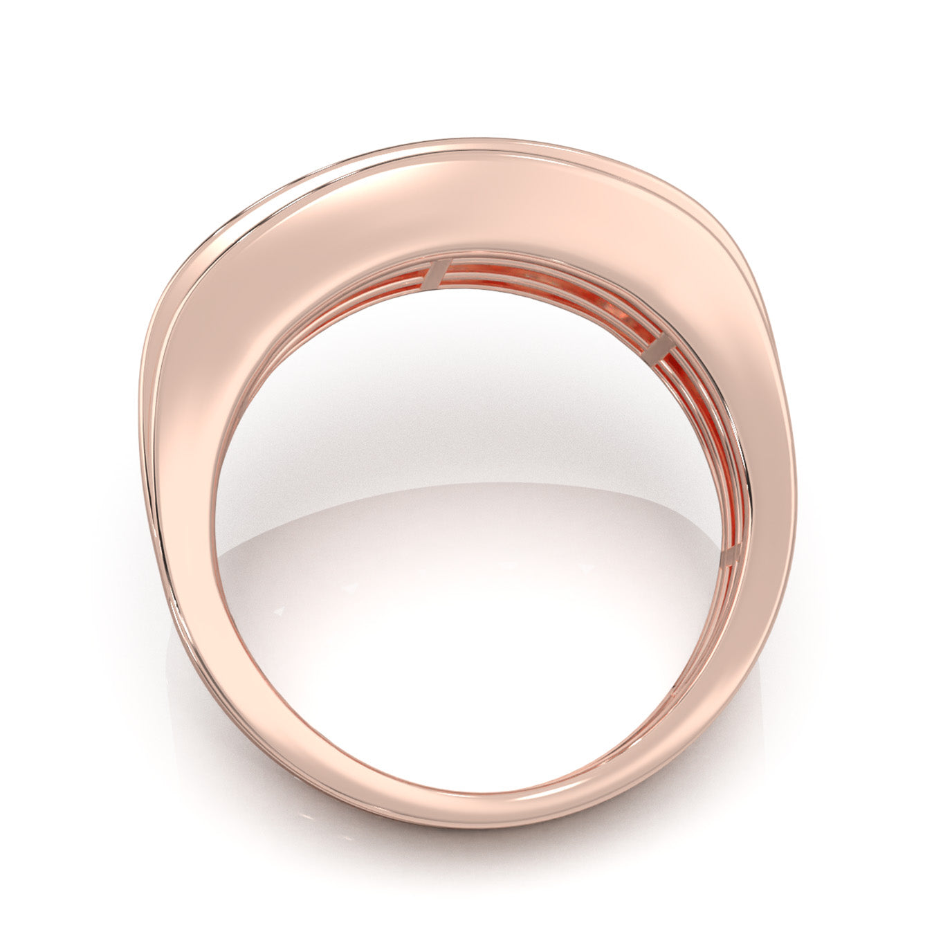 1.10 ct Natural Diamond Round Cut Channel Squared off Mens Wedding Band in 14k Rose Gold