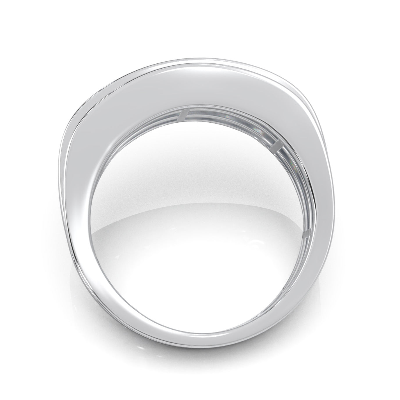 1.10 ct Moissanite Round Cut Channel Squared off Mens Wedding Band in 10k White Gold